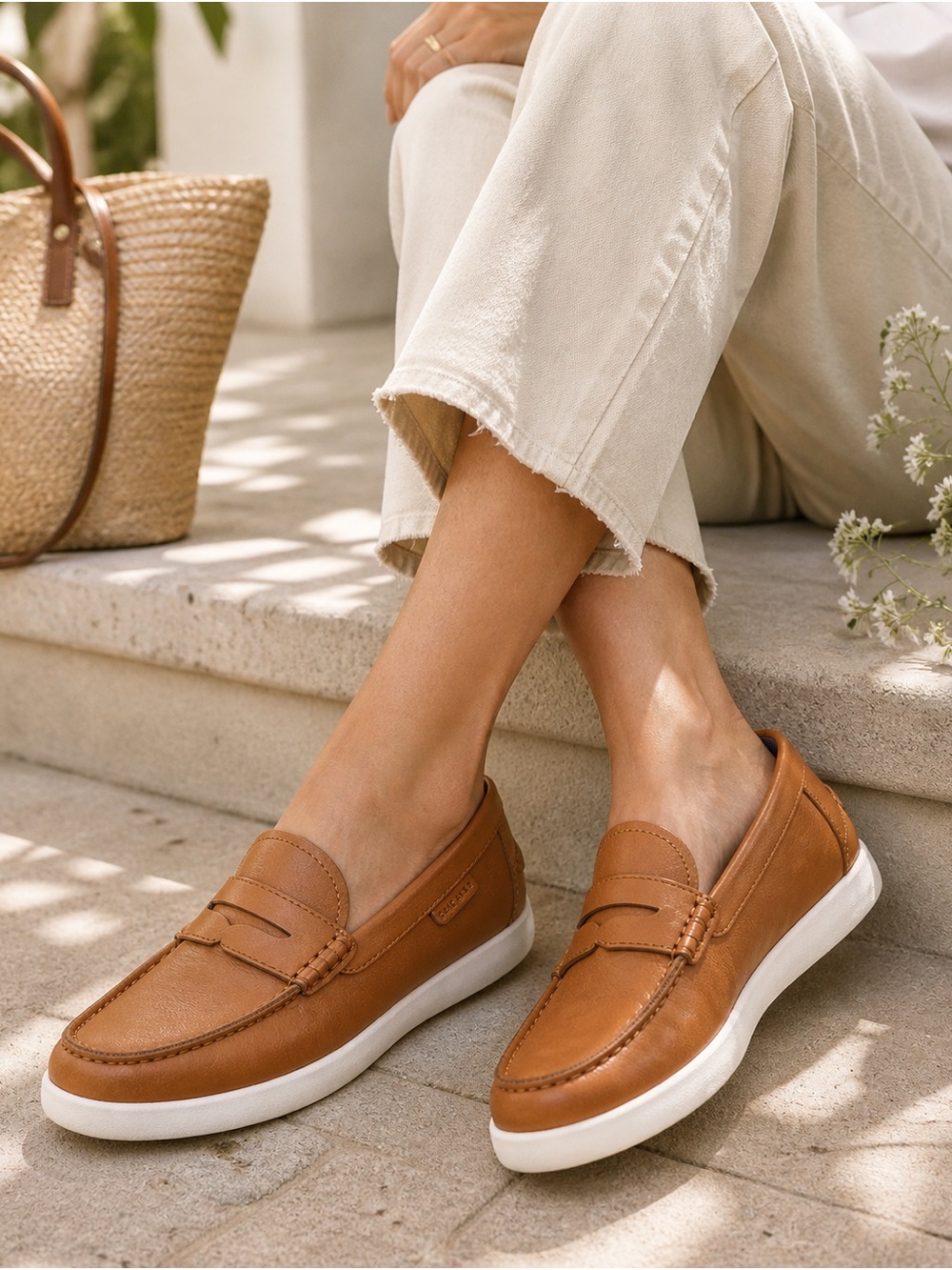 Cole Haan Nantucket Tan Leather Slip-On Penny Loafers 9.5